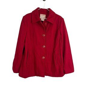 White Stag Jacket Women L Red Wool Peacoat Festive Christmas Retro Western 80s